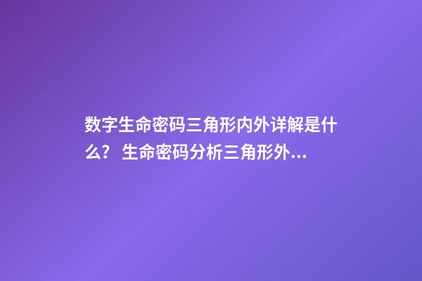 数字生命密码三角形内外详解是什么？ 生命密码分析三角形外面的怎么算-第1张-观点-玄机派